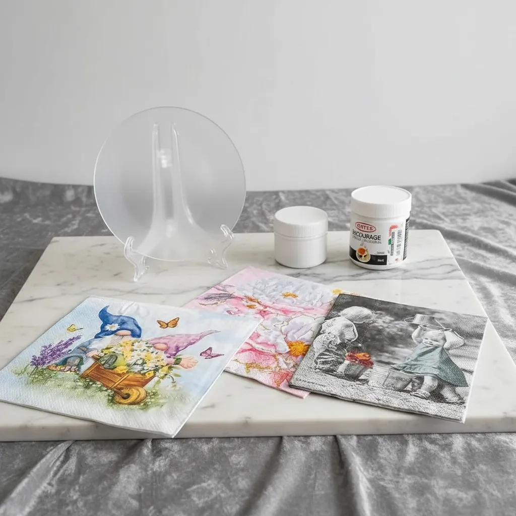 Kit Inicio Decoupage Plato Acrilico - Imagen 4