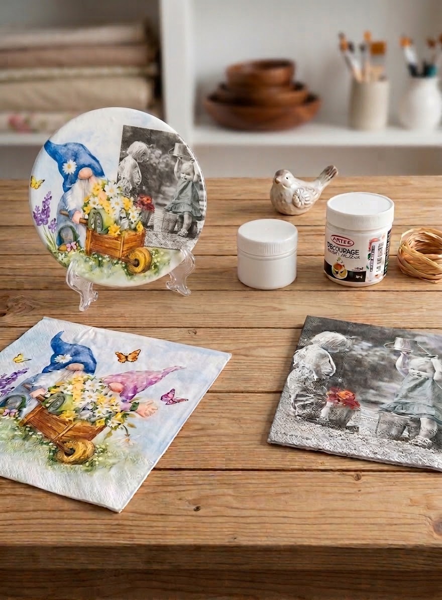 Kit Inicio Decoupage Plato Acrilico